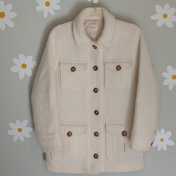 SÉZANE Paulin Ivory Ecru Brushed Wool Coat Blogger Fave Size 38 RARE - Picture 10 of 12